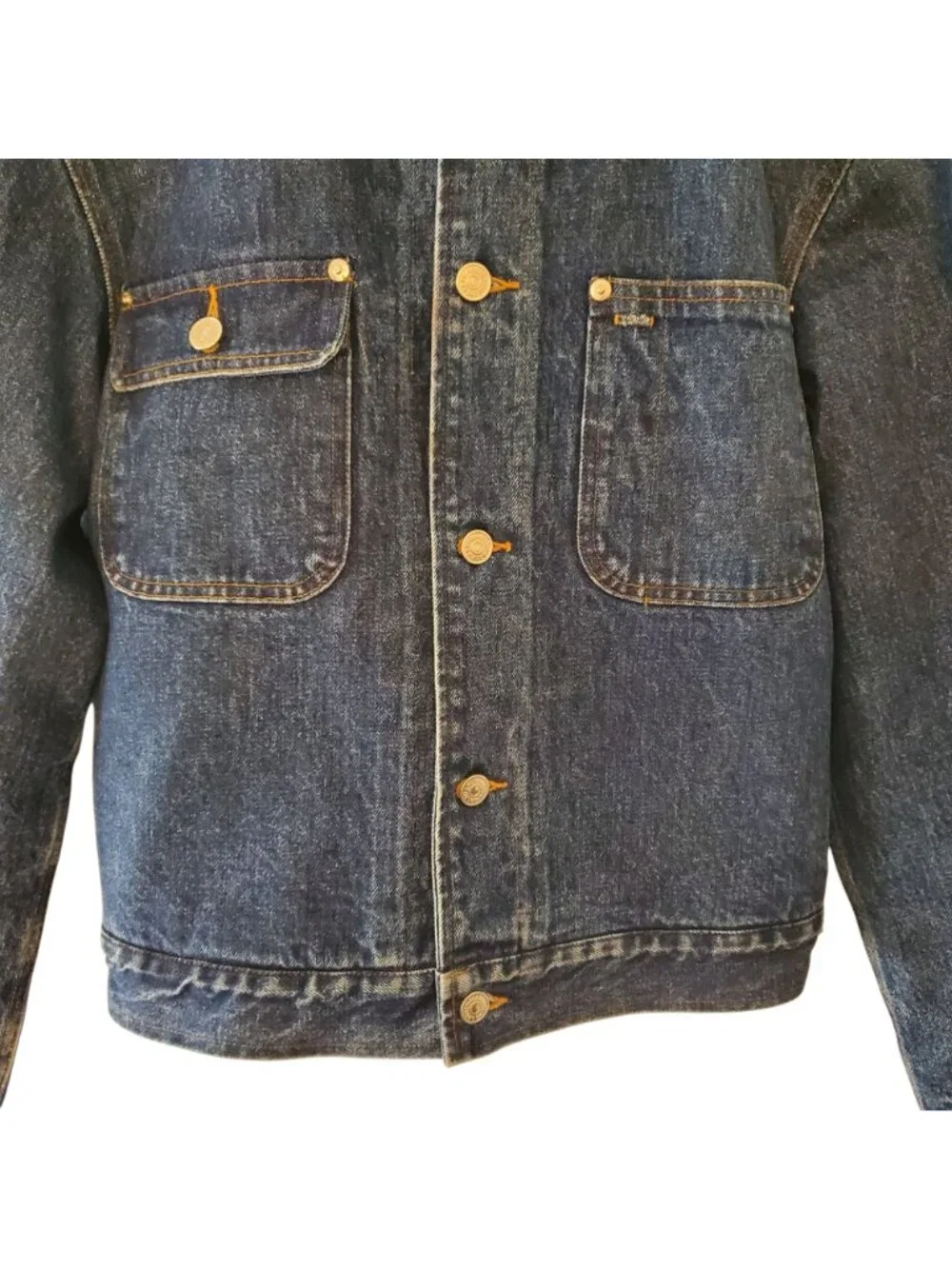 Vtg Polo Ralph Lauren Medium Denim Jacket Blanket Lined Wool Corduroy Made In US